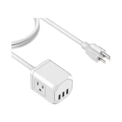 Surge Protectors & Power Strips<LAX Gadgets 3-Outlet 3-USB Port Surge Protector, 5', White (OUT3X3WH)