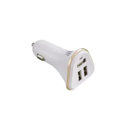 LAX Gadgets LAX 3-USB Port Car Charger 4.8A for Smartphones - White (LAX3PORTCAR-WHT)