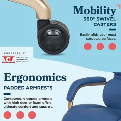 New Aberdeen Ergonomic Bonded Leather Swivel Executive Chair, Blue (51545-BLU) Office Chairs