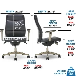 Sale Baylor Ergonomic Faux Leather Swivel Executive Chair, Black (CHR10085B) Office Chairs