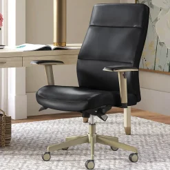 Sale Baylor Ergonomic Faux Leather Swivel Executive Chair, Black (CHR10085B) Office Chairs