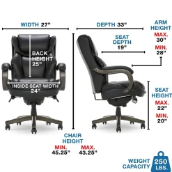 Sale Harnett Ergonomic Faux Leather Swivel Executive Chair, Black (46253A) Office Chairs