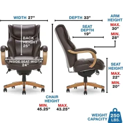 Sale Harnett Ergonomic Faux Leather Swivel Executive Chair, Coffee (46253B) Ergonomic Chairs