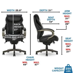 Hyland Ergonomic Faux Leather Swivel Executive Chair, Black (CHR10044B) Office Chairs