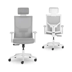 Sale Joel Ergonomic Mesh Swivel Executive Chair, Gray/White (60065) Ergonomic Chairs