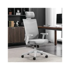 Sale Joel Ergonomic Mesh Swivel Executive Chair, Gray/White (60065) Ergonomic Chairs