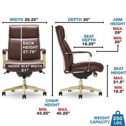 New Melrose Ergonomic bonded Leather Swivel Executive Chair, Brown (CHR10084C) Office Chairs