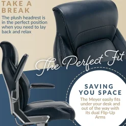 Discount Meyer Ergonomic Bonded Leather Swivel Executive Chair, (60082-NVY) Ergonomic Chairs