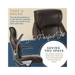 Clearance Meyer Ergonomic Bonded Leather Swivel Executive Chair, (60082-BRN) Ergonomic Chairs