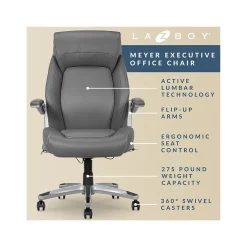 Sale Meyer Ergonomic Bonded Leather Swivel Executive Chair, (60082-GRY) Ergonomic Chairs
