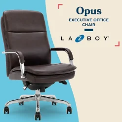 New Opus Ergonomic Bonded Leather Swivel Executive Chair, Dark Brown and Chrome (CCHR10015E) Office Chairs