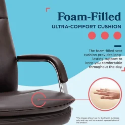 New Opus Ergonomic Bonded Leather Swivel Executive Chair, Dark Brown and Chrome (CCHR10015E) Office Chairs