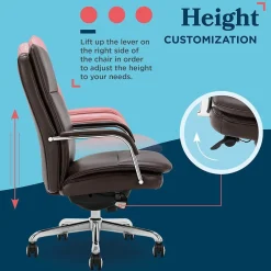 New Opus Ergonomic Bonded Leather Swivel Executive Chair, Dark Brown and Chrome (CCHR10015E) Office Chairs