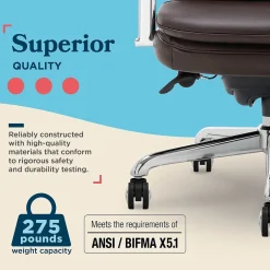 New Opus Ergonomic Bonded Leather Swivel Executive Chair, Dark Brown and Chrome (CCHR10015E) Office Chairs