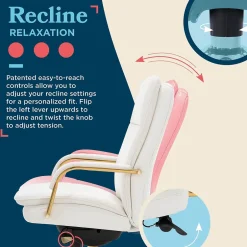 Clearance Opus Ergonomic Bonded Leather Swivel Executive Chair, White and Gold (CCHR10015A) Office Chairs