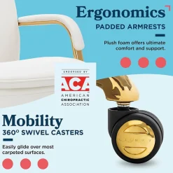 Clearance Opus Ergonomic Bonded Leather Swivel Executive Chair, White and Gold (CCHR10015A) Office Chairs