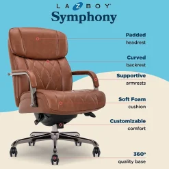 Outlet Symphony Ergonomic Bonded Leather Swivel Executive Chair, Cognac and Graphite (CCHR10013C) Office Chairs
