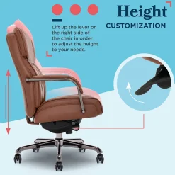 Outlet Symphony Ergonomic Bonded Leather Swivel Executive Chair, Cognac and Graphite (CCHR10013C) Office Chairs