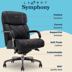 Clearance Symphony Ergonomic Bonded Leather Swivel Executive Chair, Black and Graphite (CCHR10013E) Office Chairs