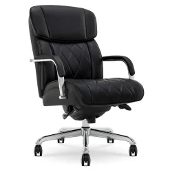 Discount Symphony Ergonomic Bonded Leather Swivel Executive Chair, Black and Chrome (CCHR10013D) Office Chairs