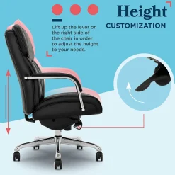 Discount Symphony Ergonomic Bonded Leather Swivel Executive Chair, Black and Chrome (CCHR10013D) Office Chairs