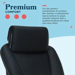 Outlet Vannes Ergonomic Faux Leather Swivel Executive Chair, Black (60101-BLK) Office Chairs