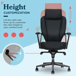 Outlet Vannes Ergonomic Faux Leather Swivel Executive Chair, Black (60101-BLK) Office Chairs