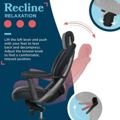 Outlet Vannes Ergonomic Faux Leather Swivel Executive Chair, Black (60101-BLK) Office Chairs