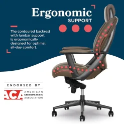 Clearance Vannes Ergonomic Faux Leather Swivel Executive Chair, Brown (60101-BRN) Office Chairs