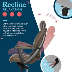 Clearance Vannes Ergonomic Faux Leather Swivel Executive Chair, Brown (60101-BRN) Office Chairs