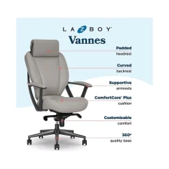 Best Vannes Ergonomic Polyurethane Swivel Executive Chair, Gray (60101-GRY) Office Chairs