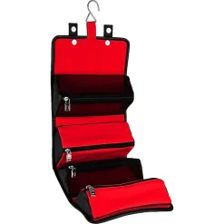 Lencca 5" Faux Leather Travel Organizer, Water Resistant, Red Black (LENLEA025)