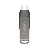 Lexar JumpDrive D400 Dual 64GB USB 3.1 Flash Drive, Titanium (LJDD400-64G-BNU)* Usb Flash Drives