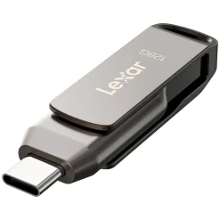 Lexar JumpDrive D400 Dual 128GB USB 3.1 Flash Drive, Titanium (LJDD400-128GBNU)* Usb Flash Drives