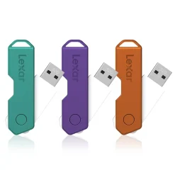 Lexar Twist Turn2 32GB USB 2.0 Type-A Flash Drive, Teal/Purple/Orange, 3/Pack (LJDTT2-32GABNA3)* Usb Flash Drives