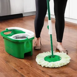 Libman Tornado Microfiber Spin Mop & Bucket, Green/White (1283001)