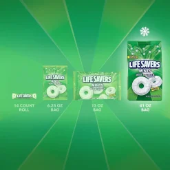 Gum & Mints<LifeSavers LIFE SAVERS Wint-O-Green Individually Wrapped Breath Mints, 2.5 lb. Stand-up Bag (LEFEWINT6)