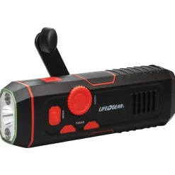 Flashlights & Lanterns<Life+Gear 120-Lumen Stormproof USB Crank Flashlight & Radio (LG38-60675-RED)