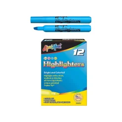 Liqui-Mark Tank Fluorescent Highlighter, Chisel Tip, Blue, Dozen (60823) Clearance