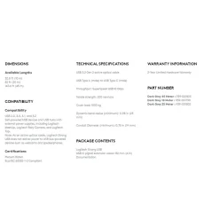 Usb Cables<Logitech 147.6' Strong USB Cable, Dark Gray (939-001805)