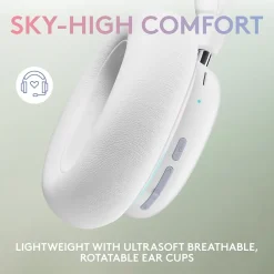 Logitech Aurora Wireless Gaming Over-Ear Headphones, Bluetooth, White Mist (981-001082)