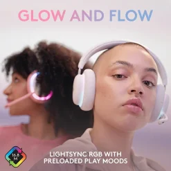Logitech Aurora Wireless Gaming Over-Ear Headphones, Bluetooth, White Mist (981-001082)