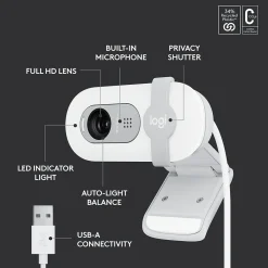Logitech Brio 100 HD 1080p Webcam, 2 Megapixels, (960-001616)* Webcams