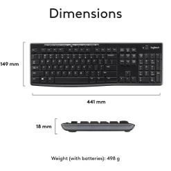 Logitech Combo MK270 Wireless Keyboard & Mouse, Black (920-004536)* Ergonomic Keyboard & Mouse Sets