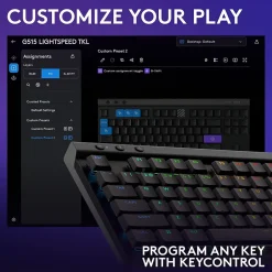 Logitech G515 LIGHTSPEED TKL Wireless Gaming Mechanical Keyboard, Black (920-012423)* Keyboards