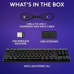 Logitech G515 LIGHTSPEED TKL Wireless Gaming Mechanical Keyboard, Black (920-012423)* Keyboards