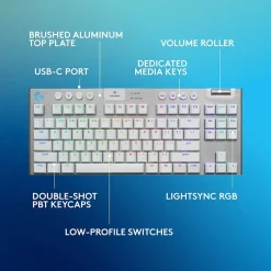 Logitech G Series G915 X LIGHTSPEED TKL Wireless Tactile Gaming Keyboard, White (920-012732)* Keyboards