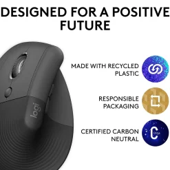 Logitech Lift Left Wireless Left-Handed Optical USB Mouse, Graphite (910-006467)* Ergonomic Mice