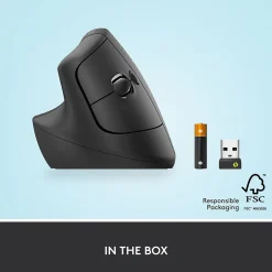 Logitech Lift Left Wireless Left-Handed Optical USB Mouse, Graphite (910-006467)* Ergonomic Mice