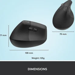 Logitech Lift Left Wireless Left-Handed Optical USB Mouse, Graphite (910-006467)* Ergonomic Mice